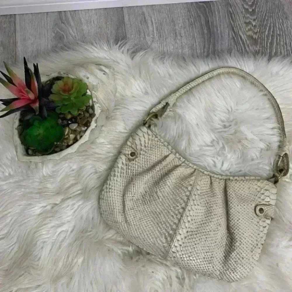 Calvin Klein ivory snakeskin satchel bag